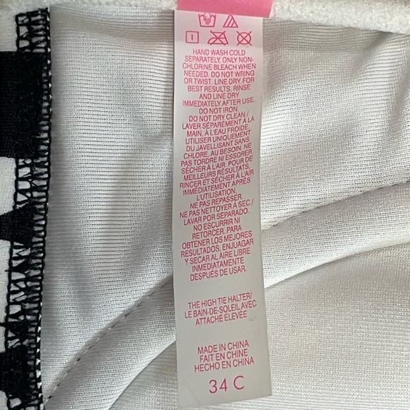 Victoria’s Secret Bikini The Knockout High Tie Halter Top Black Refracted Geo - Picture 12 of 16